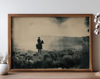 Impresión de ferrotipo de vaquero vintage: arte rústico de pared occidental