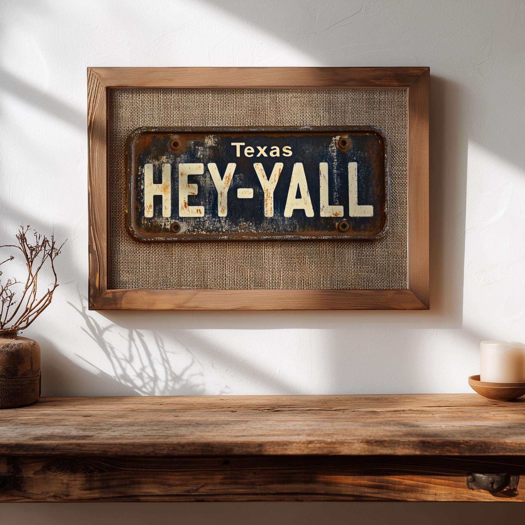 Vintage Texas License Plate Print: Rustic Southern Wall Art (print