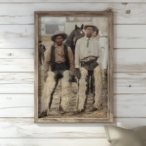 Vintage Cowboy Foto Druck | Historische Western Wandkunst | Colorized Old West Fotografie | Afroamerikanische Cowboys | Rustikale Wohnkultur