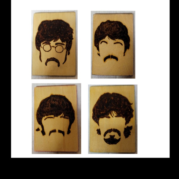 Hand made Wood burned The Beatles magnets 2x3