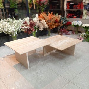 Travertine Coffee Table Set, Side Table, End Table, Marble Table, Marble Coffee Table,Modern Living Room Furniture,Unique Coffee Table Set