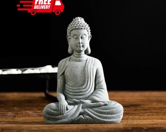 Handmade Mini Meditation Buddha Statue - Stone Statue in Lotus Position for Zen Gardens - Tiny Zen Garden Statue that Enhances Tranquility