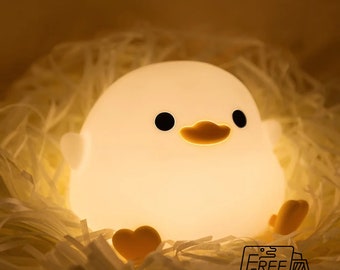 Cute bean duck night light: charming and functional lighting for children's rooms - handmade glow for bedtime comfort and design atmosphere