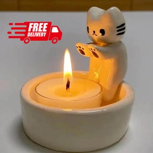 Handmade cat candle holder: charming for home decor | unique candle decoration | charming cat design | perfect for sweet tables and gifts