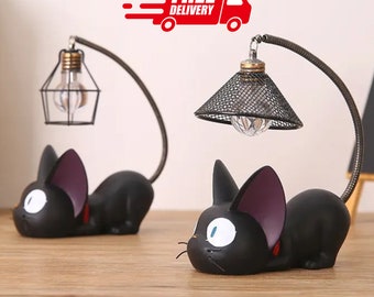 Adorable Jiji Cat portable lamp - cute night light for kids, reading and table decor - portable, whimsical lighting for any space!