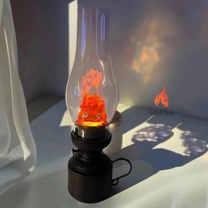 Kawaii Anime Night Light Table Lamp: Howl's Moving Castle Calcifer - Cute Home Decor & Gift Idea for Anime Fans! Unique Calcifer Night Light