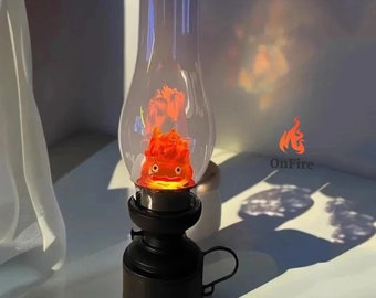 Lampe de table veilleuse anime kawaii : Howl's Moving Castle Calcifer - Jolie décoration d'intérieur et idée cadeau pour les fans d'anime ! Veilleuse unique Calcifer