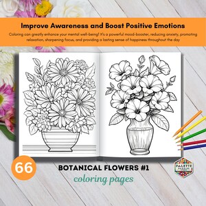 66 Elegant Flower Coloring Pages for Adults and Kids - Greyscale Digital Coloring Sheets, Instant Download, Printable PDF