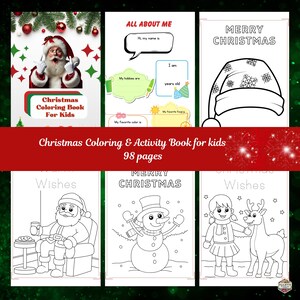 98 Weihnachtsmalseiten - Ausmalbilder zum Ausdrucken Urlaub Spaß Malvorlagen | Sofortiger Download Druckbare PDF, Geschenk für Kinder