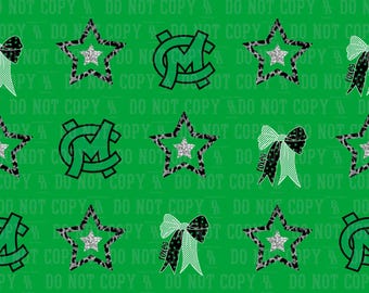 Green Bows/Stars CM Foxes Seamless