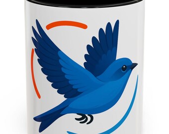 Bird in Flight Coffee Mug, Modern Ceramic Tea Cup, Nature Lover Gift