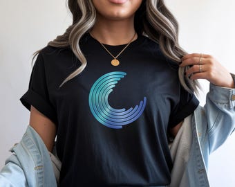 Streetwear Graphic T-Shirt - Metallic Chrome Arcs, Unisex Bella+Canvas 3001, Minimal Techwear Gift
