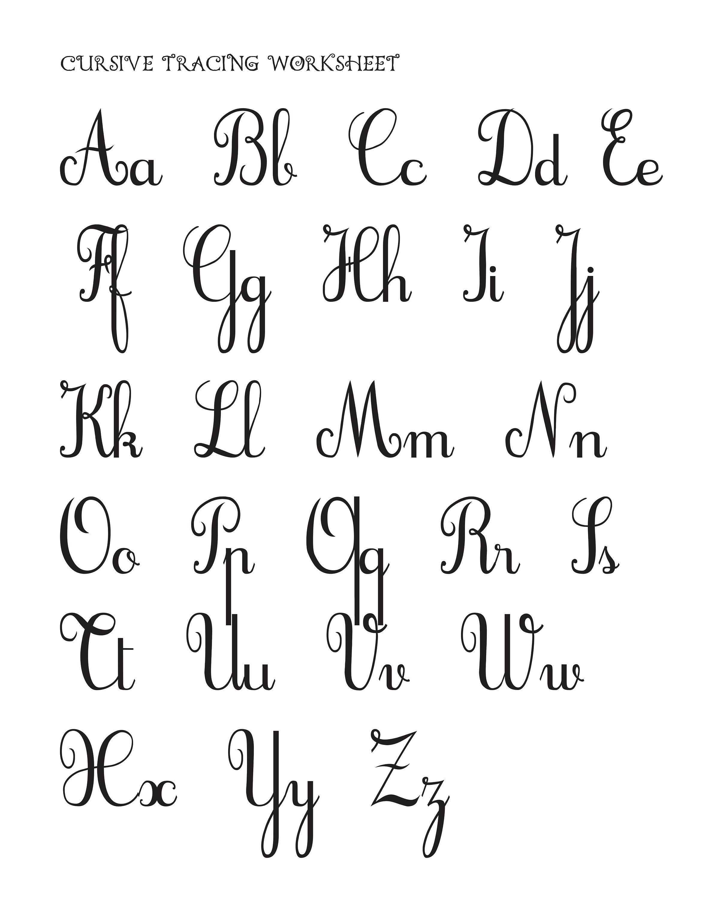 Calligraphy Practice Worksheets - Cursif