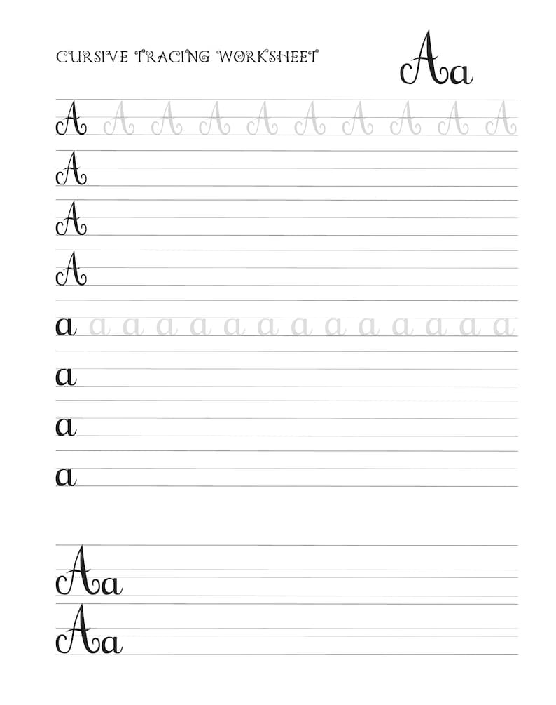 Calligraphy Practice Worksheets - Cursif - Etsy