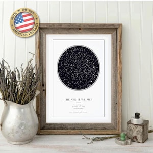 Mapa de constelaciones personalizado, impresión de mapa estelar con opciones de enmarcado, arte de mapa estelar, mapa de constelaciones para bebé, regalo de boda para pareja, regalo de aniversario
