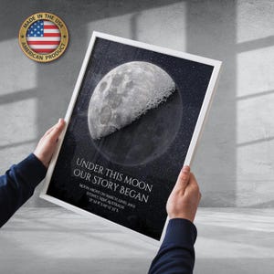 NEXT DAY SHIP The Moon The Night We Met Maanfase Print Uniek kerstcadeau - paar maanfase 1e verjaardagscadeau Gepersonaliseerd één jaar