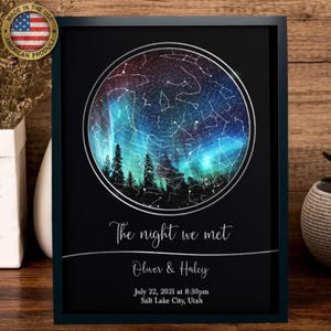 NEXT DAY SHAFT Benutzerdefinierte Sternenkarte Druck, Nacht Wir trafen Jahrestag Geschenk, Nachthimmel Druck, Sternenkarte Poster, Hochzeitsgeschenk, Valentinstag, Geschenk für