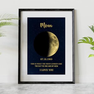 NEXT DAY SHIP The Moon The Night We Met Maanfase Print Uniek kerstcadeau - paar maanfase 1e verjaardagscadeau Gepersonaliseerd één jaar