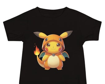Pikachu wearing Charizard - Baby Short Sleeve T-shirt