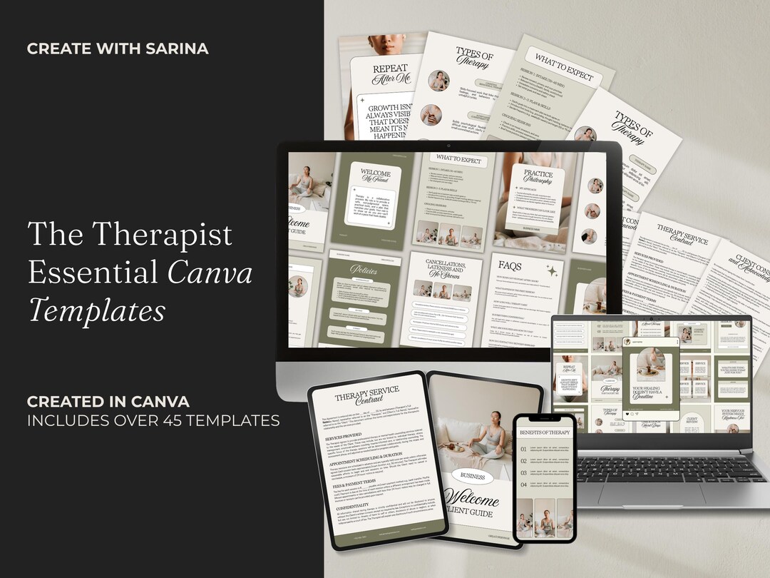Therapist Canva Template Bundle | Private Practice Forms, Instagram ...