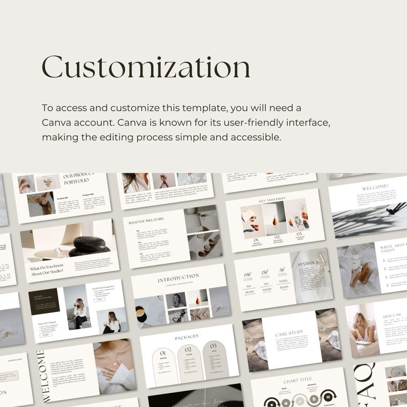 Canva Slide Deck Presentation Template - 60 Page Editable Slides for ...