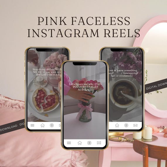 400+ Coquette Pink Reel Templates | Faceless Reels for Instagram & TikTok | Aesthetic Canva Reel Bundle for Social Media Content