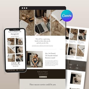 Canva Portfolio Website Template, One Page Personal Website Design, Creative Freelancer Portfolio, Editable Professional Website Template