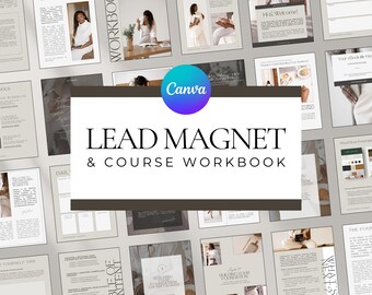 48 Course Workbook & Lead Magnet Template for Canva | Customizable Workbook for Online Coaches, Course Creators and Entrepreneurs
