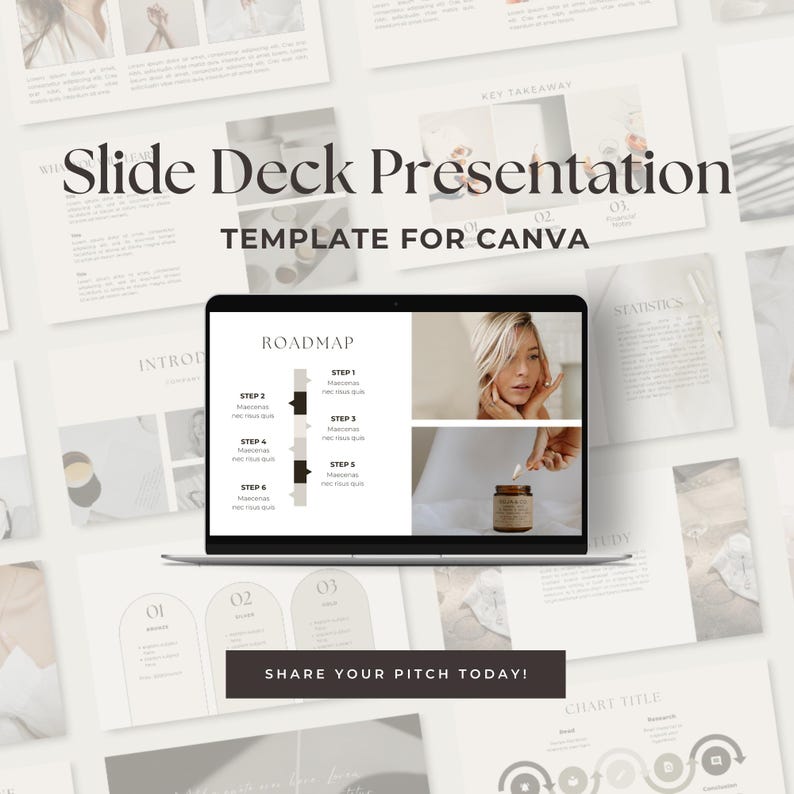 Canva Slide Deck Presentation Template - 60 Page Editable Slides for ...