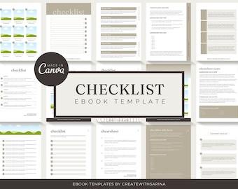 CHECKLIST & CHEATSHEET PAGES - 21 Canva Templates, Checklist Pages, Ebook template, Small Business, Content Creator, Checklist pages Ebook