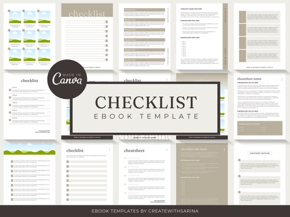 CHECKLIST & CHEATSHEET PAGES - 21 Canva Templates, Checklist Pages, Ebook template, Small Business, Content Creator, Checklist pages Ebook
