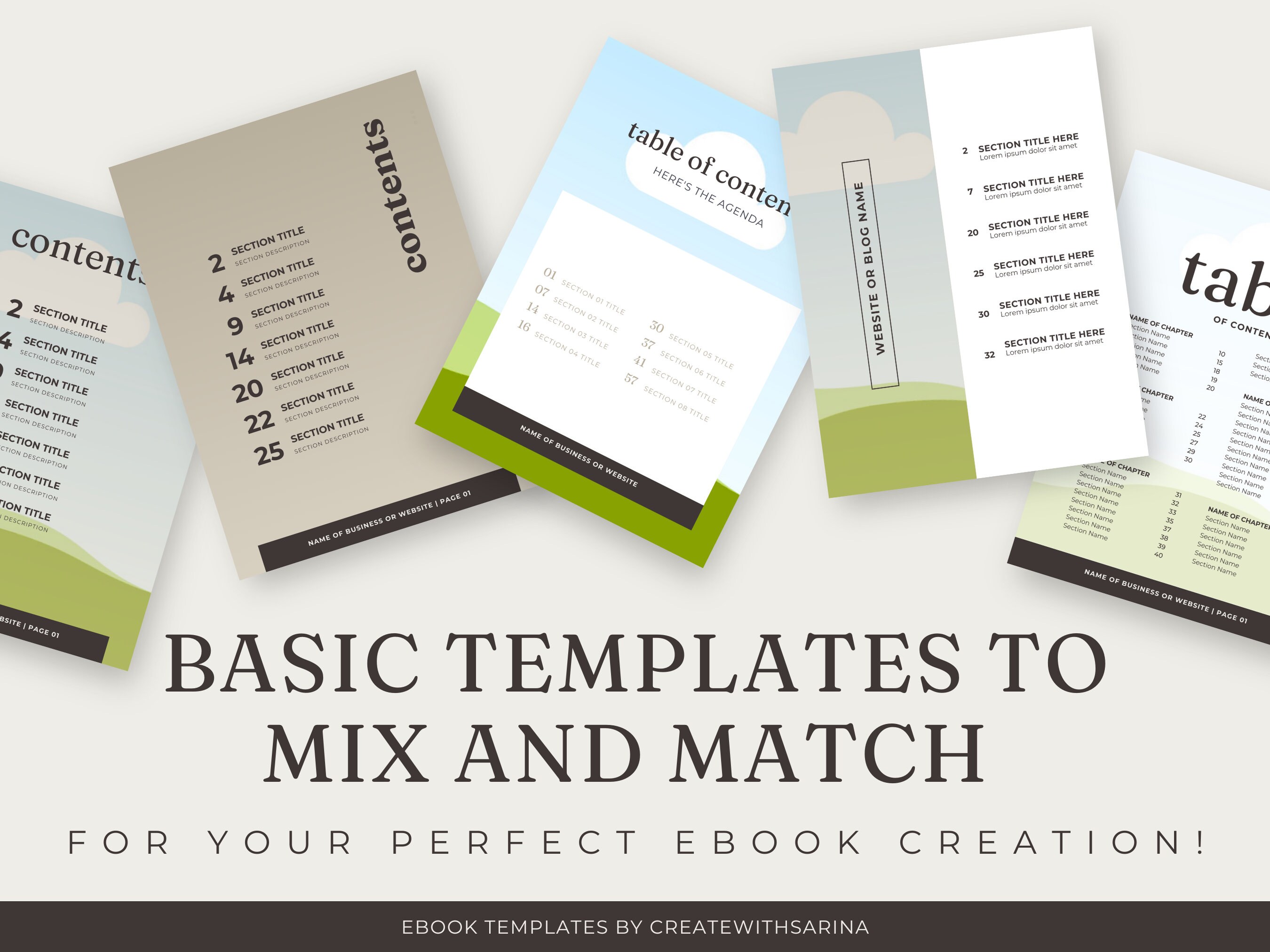 TABLE of CONTENT PAGES - 30 Canva Templates, Table of Content Pages ...