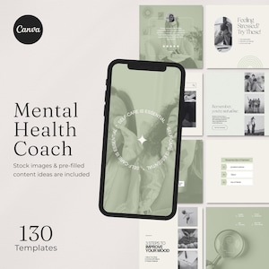 Modelo de Instagram sobre saúde mental, modelo para terapeuta no Canva, mídia social para psicólogo, coach de bem-estar holístico, mídia social para terapia de trauma