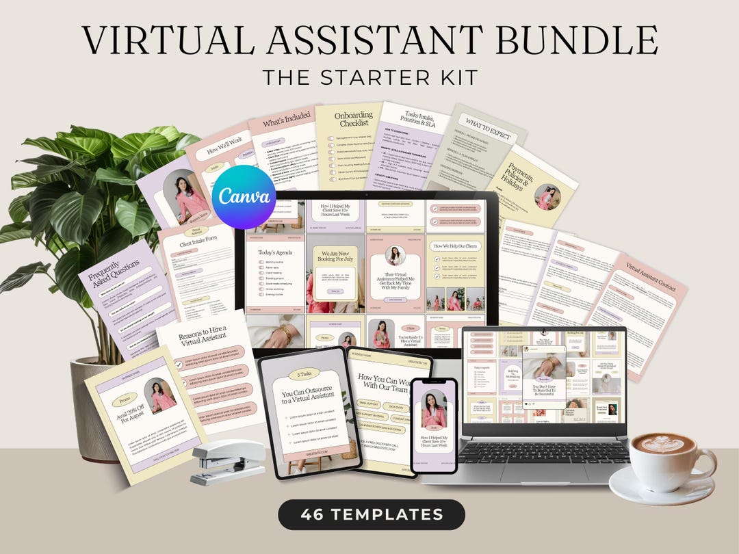 Virtual Assistant Canva Templates Bundle | VA Welcome Guide, Contract ...