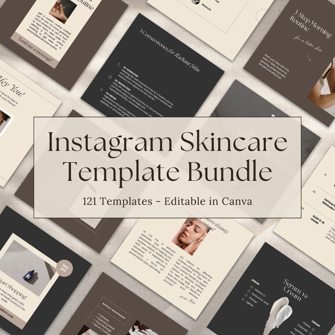 120+ Skincare Social Media Template Bundle | Canva Templates for Beauty ...
