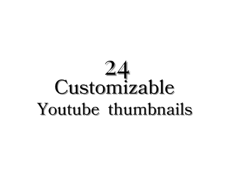 以下が含まれることがあります： 「24個のカスタマイズ可能なYouTubeサムネイル」というテキスト。