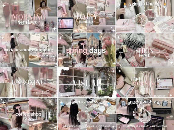 Pink YouTube Thumbnail Templates: Editable Canva Brand Kit (Digital Template)