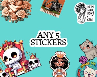 Any 5 Stickers, Sticker Bundle, Stickers for Laptop, Water Bottle, Phone and Notebook, Choose Your Own Sticker, Waterproof Sticker, Matte