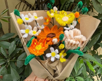 Handmade Velvet Zinc Orange Bouquet