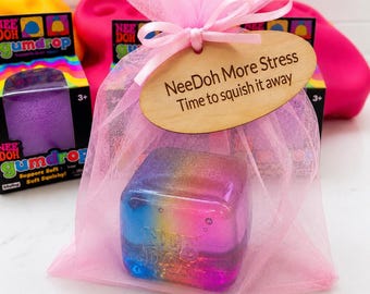 Engraved Wooden Authentic Added With A NeeDoh Toy with Squishy Cube, Stress Relief