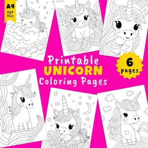6 Easy Unicorn Coloring Pages For Kids. Unicorn Coloring Pages Printable.  Unicorn Coloring Pages for Girls Unicorn Printables