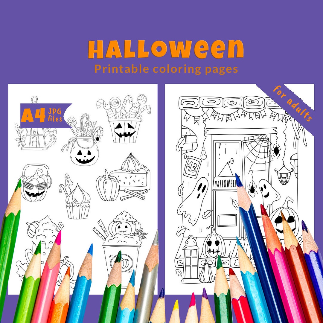 Printable Halloween Coloring Pages - Set of 2 Fun and Spooky Designs ...