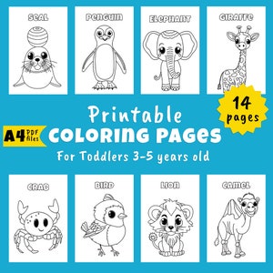 Adorable Animal Coloring Pages for Toddlers - 14 Fun Sheets in PDF