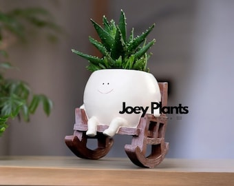 Sitting Smile Flower Pot - Smile Flower Pot Sitting on A Chair| Perfect Gift for Plant Lover, Cute Plant Holder, Smile Pot Gift, Smile Gift