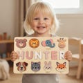 Personalized Wooden Name Puzzle: Toddler Baby Gift, Handmade Animal Toy, First Birthday Gift, Puzzles for Toddlers