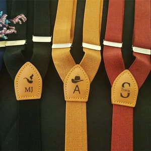 Personalized Engraved Leather Suspenders, Custom Groomsmen Gifts, Father&#39;s Day Gift, Mens Suspenders, Custom Suspenders, Best Man Gift