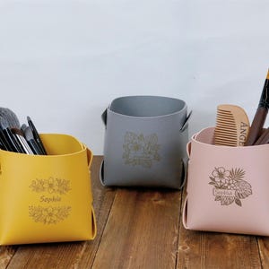 Personalized Leather Vanity Makeup Case,Custom Make Up Bag, Jewellery Box,Bridesmaid Cosmetic Bag,Multi-purpose Storage Basket,gift for host
