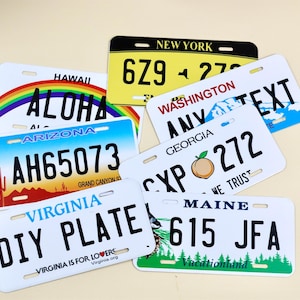 Plaque d'immatriculation personnalisée | Choisissez parmi les 50 États | 12 x 6 po. - 7 po. x 4 po. - 6 po. x 3 po. | Plaques personnalisées pour voitures, cyclomoteurs, motos et vélos