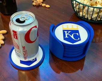 Kansas City Royals Coasters – Set of 6 with Holder, MLB Baseball Drink Coasters