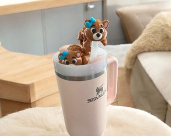 Bear Stanley Tumbler Topper, Clay Drink Accessory
